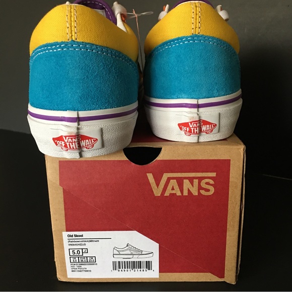 Vans Shoes Sneakers Old Skool Rainbow Colorblock Yellow-Multi Low Top Lace Sz 5 - Picture 6 of 7